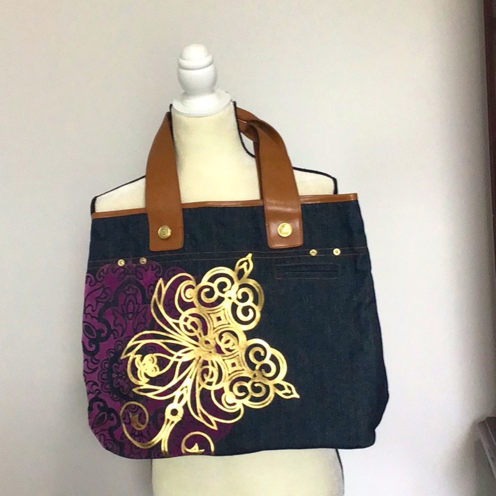 Adorable dark-color denim w/ leather strap purse💟NWOT💟